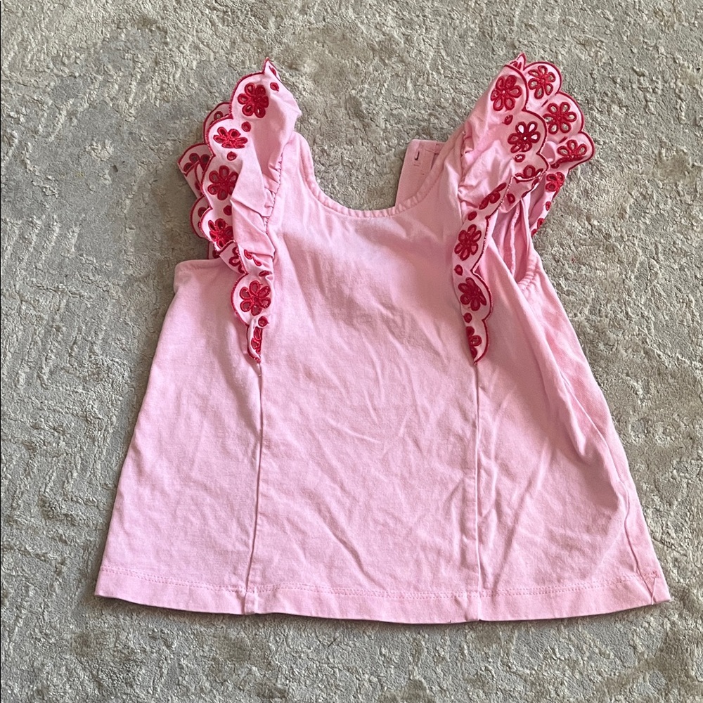 Janie and Jack Pink Floral Ruffle Blouse